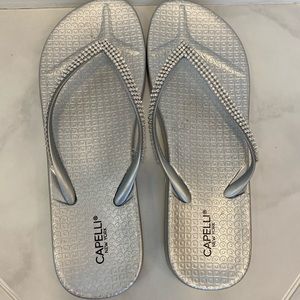 Silver flip flops